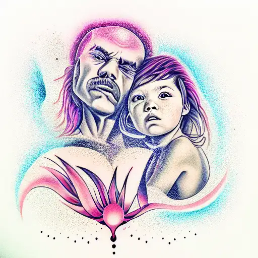 daddy and daughter on the sunset tattoo design idea