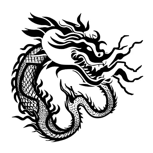chinese dragon with the word beijing tattoo design idea