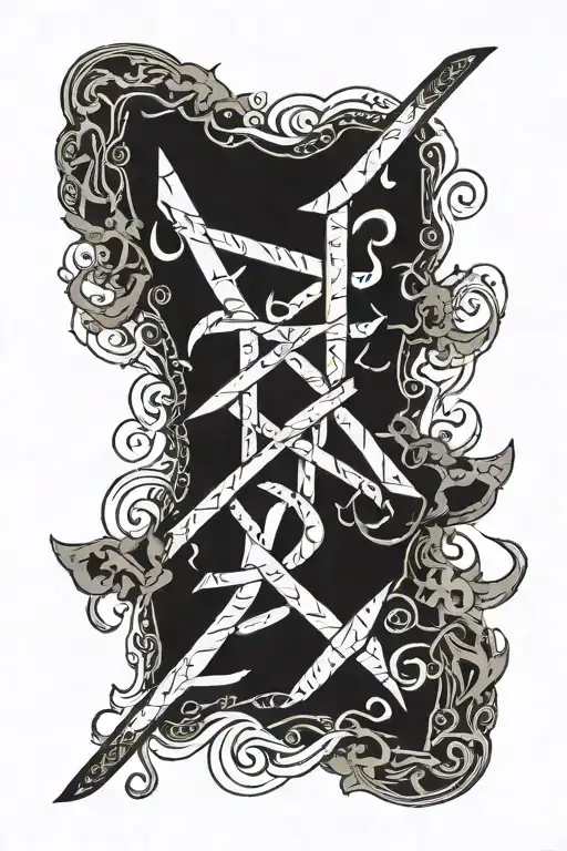 Scandinavian runes engraved tattoo design idea