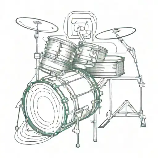 A tattoo design featuring a drum set and piano keys intertwined in a unique pattern tattoo design idea