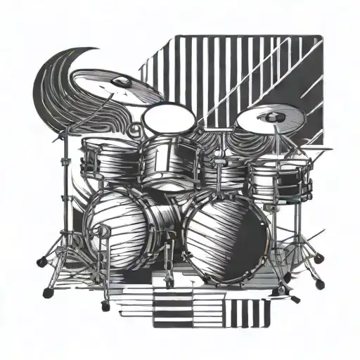 drums and piano keys tattoo design idea