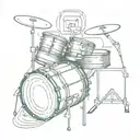 A tattoo design featuring a drum set and piano keys intertwined in a unique pattern tattoo design idea