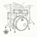 A tattoo design featuring a drum set and piano keys intertwined in a unique pattern tattoo design idea