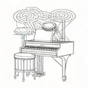 A tattoo design featuring a drum set and piano keys intertwined in a unique pattern tattoo design idea