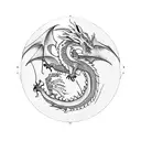dragon wrapping  around temple tattoo design idea