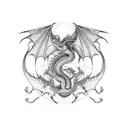dragon wrapping  around temple tattoo design idea