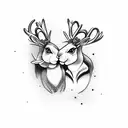 rabbit fighting with reindeer tattoo design idea