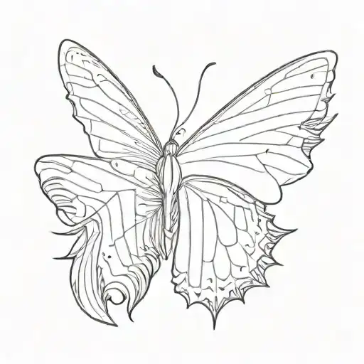 butterfly with white feather  tattoo design idea