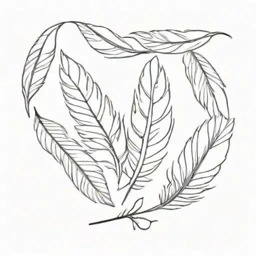 A minimalist design featuring a cluster of white feathers with a hidden butterfly silhouette tattoo design idea