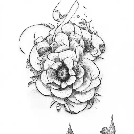 flores e folhas tattoo design idea