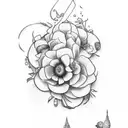 flores e folhas tattoo design idea
