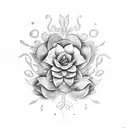 flores e folhas tattoo design idea