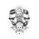 family resembling small tattoo of 3 people father mother brother tattoo design idea
