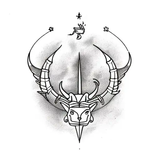 capricorn and sagittarius mix tattoo design idea