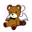 teddy bear with angel wings small tattoo design idea