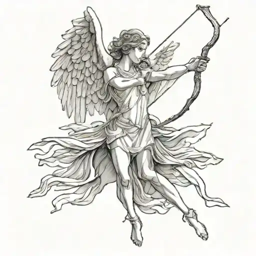 angel shooting arrow going tattoo design idea