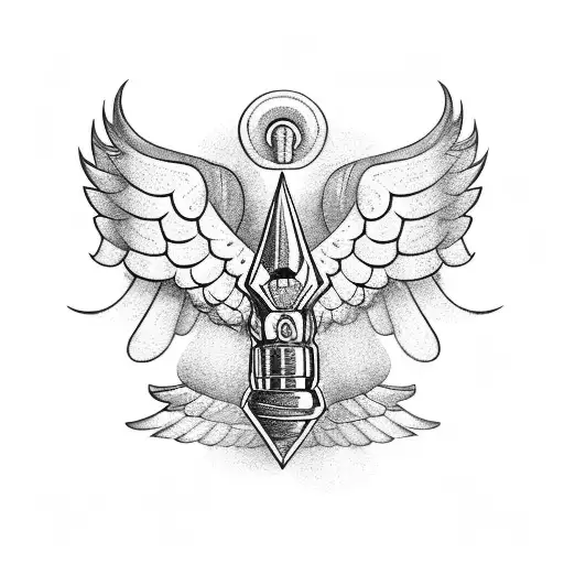 Dumbbell with wings tattoo design idea