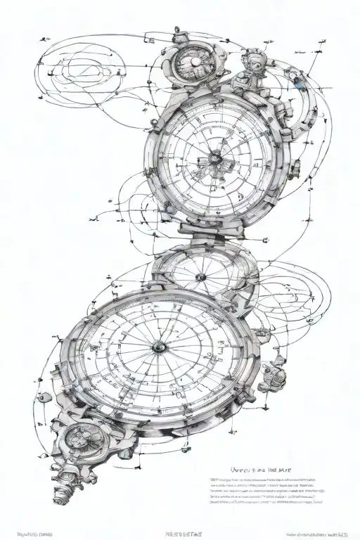 Stars and planets schematic vintage God measuring the world (william blake) Time (old poket watch) Music tattoo design idea