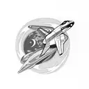 space shuttle gliding from the moon tattoo design idea