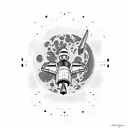 space shuttle gliding from the moon tattoo design idea