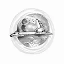 space shuttle gliding from the moon tattoo design idea