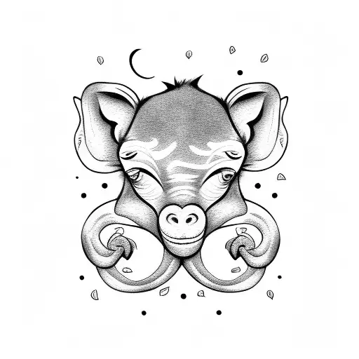 Monkey and giraffe friendship tattoo design idea