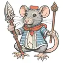 rat holding a nautical trident tattoo design idea