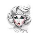 pinup girl blonde hair brown eyes tattoo design idea