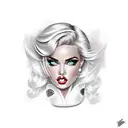 pinup girl blonde hair brown eyes tattoo design idea
