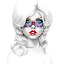 pinup girl blonde hair brown eyes tattoo design idea