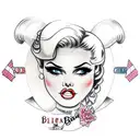 pinup girl blonde hair brown eyes with ibiza background  tattoo design idea
