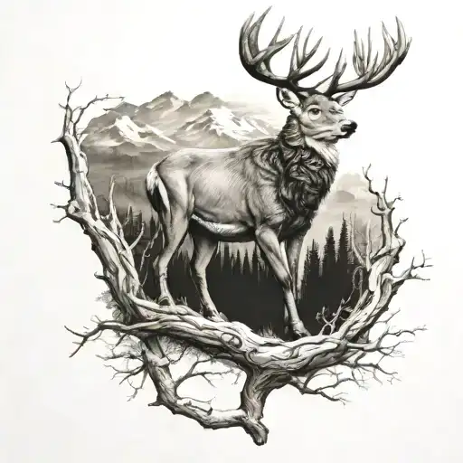hunting nature sleeve tattoo design idea