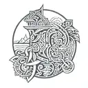 Create a tattoo design that symbolizes the client's love for Polynesian culture through a fusion of tribal patterns and iconic landmarks from the Pacific islands tattoo design idea