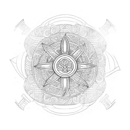 Viking Symboly connected with Viking Rosette in backroung tattoo design idea