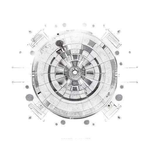 A DJ turntable with a glowing ARK Reactor at its center tattoo design idea