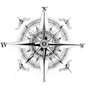 A compass with intricate detailing and a small clock face at its center, symbolizing the wanderer's journey through time tattoo design idea