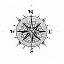 A compass with intricate detailing and a small clock face at its center, symbolizing the wanderer's journey through time tattoo design idea