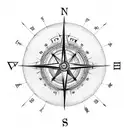 A compass with intricate detailing and a small clock face at its center, symbolizing the wanderer's journey through time tattoo design idea