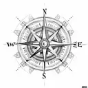 A compass with intricate detailing and a small clock face at its center, symbolizing the wanderer's journey through time tattoo design idea