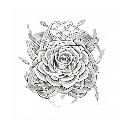 A realistic tattoo of a variety of plants intertwined to form a beautiful composition tattoo design idea