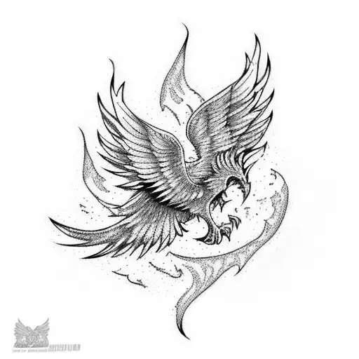 phoenix rising from ashes tattoo design idea