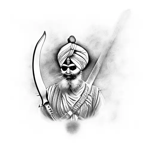 Sikh warrior spooky tattoo design idea