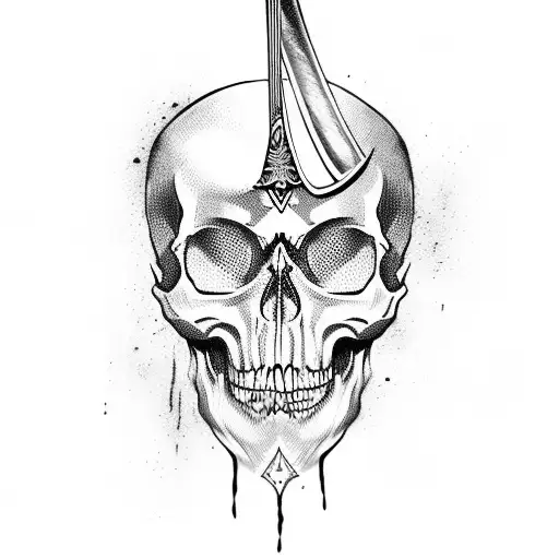 scary skull Sikh warrior holding sword tattoo design idea