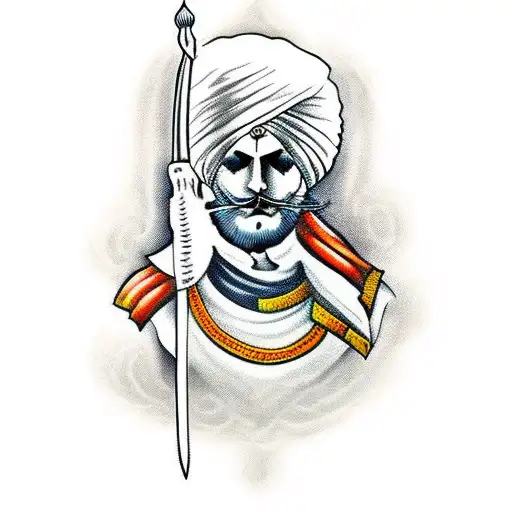 Sikh warrior spooky tattoo design idea