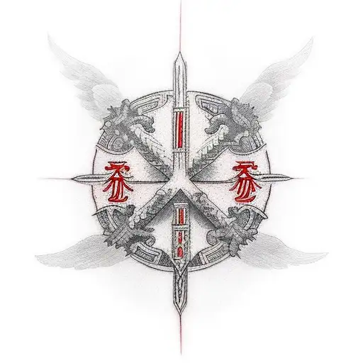 Wing catholic cross tattoo design idea