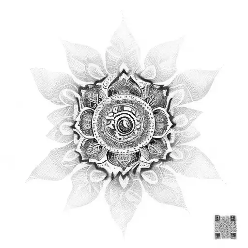 indian flower catholic tattoo design idea