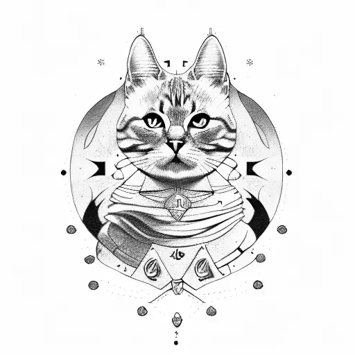 cat, gemini zodiac sign, programing tattoo design idea