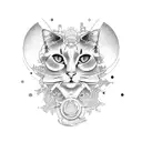 cat, gemini zodiac sign, programing tattoo design idea