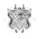 cat, gemini zodiac sign, binary code tattoo design idea