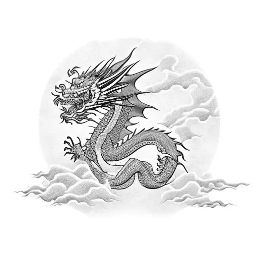 Dragon japones en el aire tattoo design idea